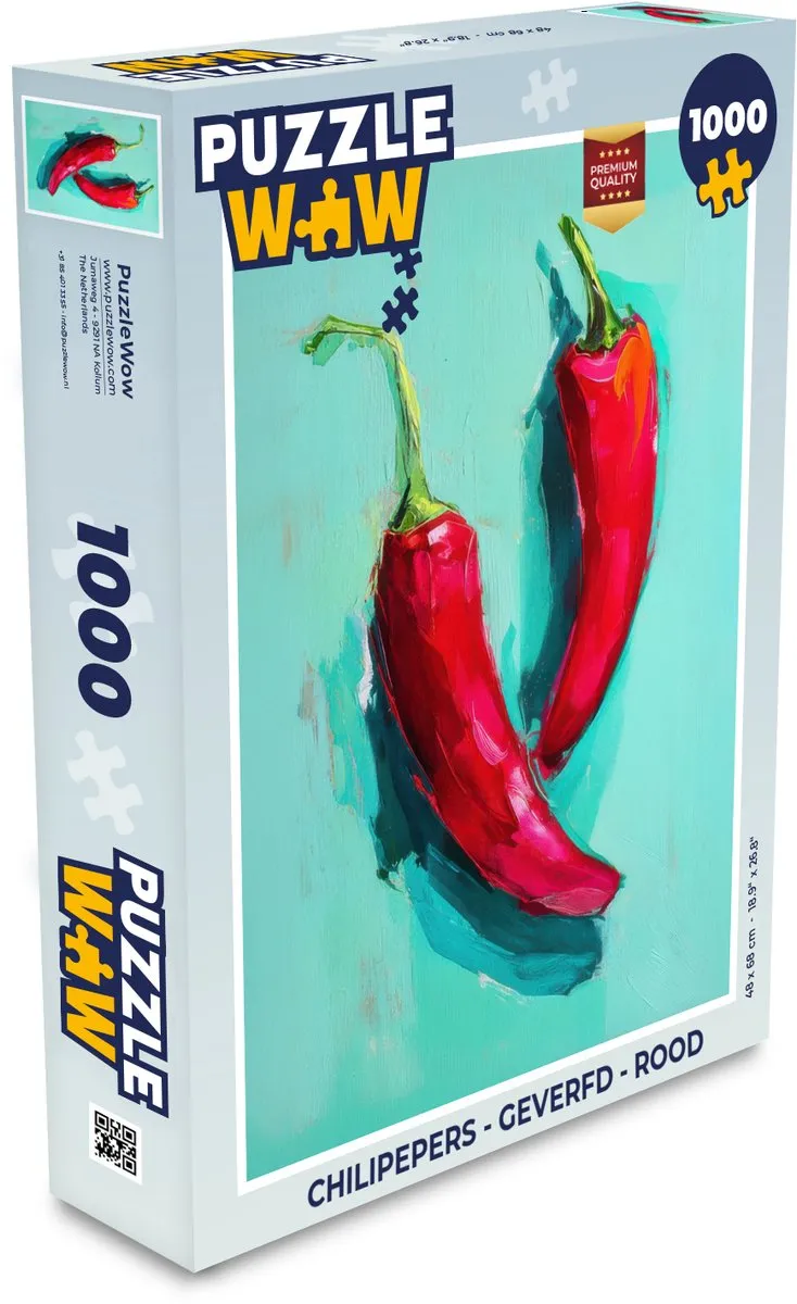 PuzzleWow Chilipepers Legpuzzel 1000 Stuks - Rood