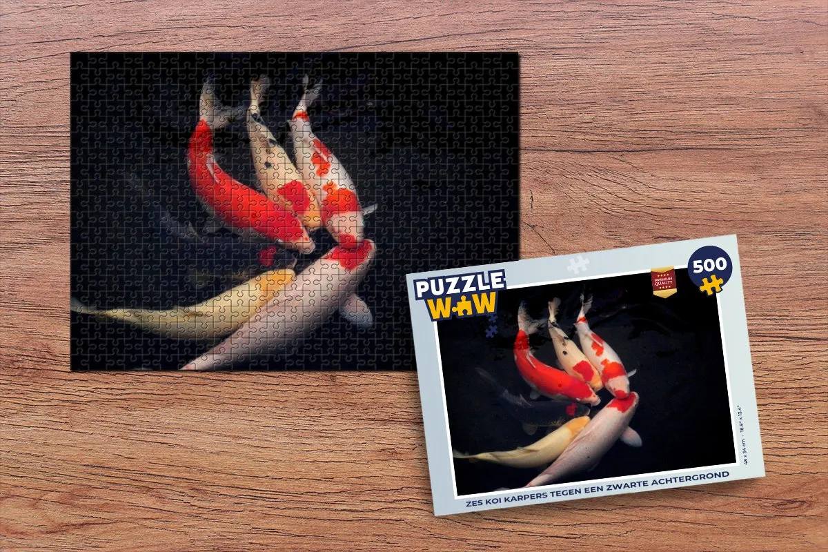 PuzzleWow Legpuzzel 500 Stuks - Zes Koi Karpers Multicolor