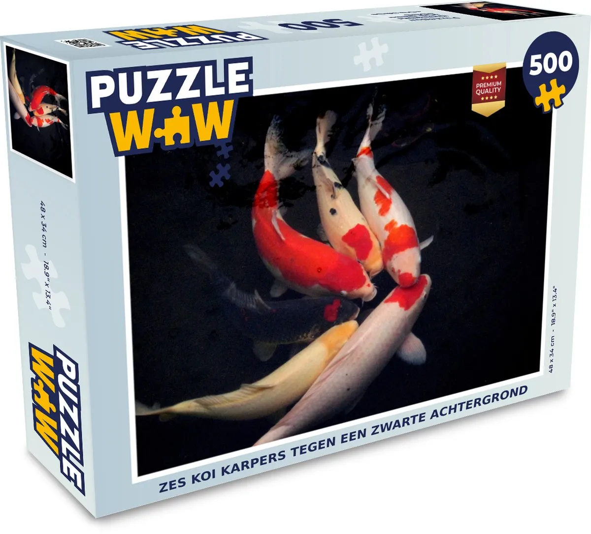 PuzzleWow Legpuzzel 500 Stuks - Zes Koi Karpers Multicolor