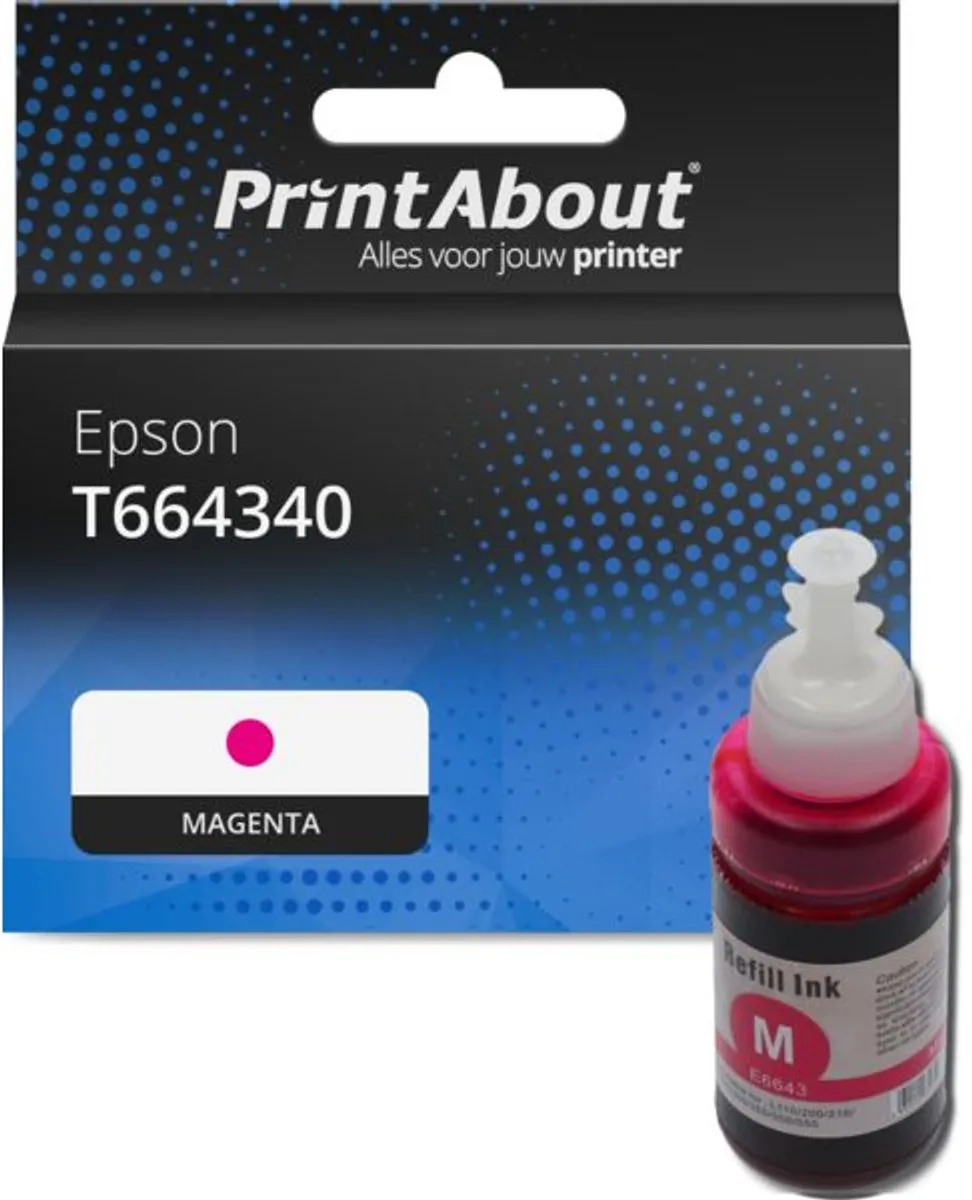 PrintAbout T664340 Inktcartridge Magenta