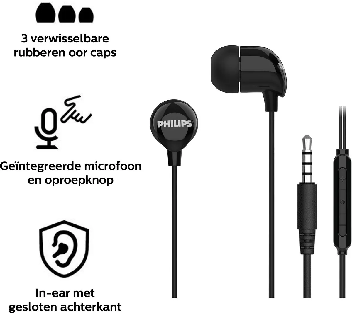 Philips Sound TAE1156BK In-Ear Koptelefoon - Zwart - afbeelding 6 van 6