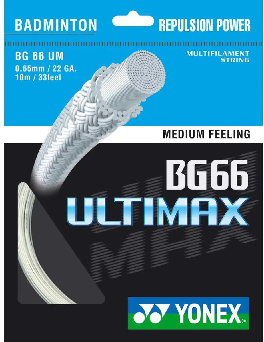 Yonex Bg 66 Ultimax 10 M Badminton Enkele Snaar Grijs 0.65 mm