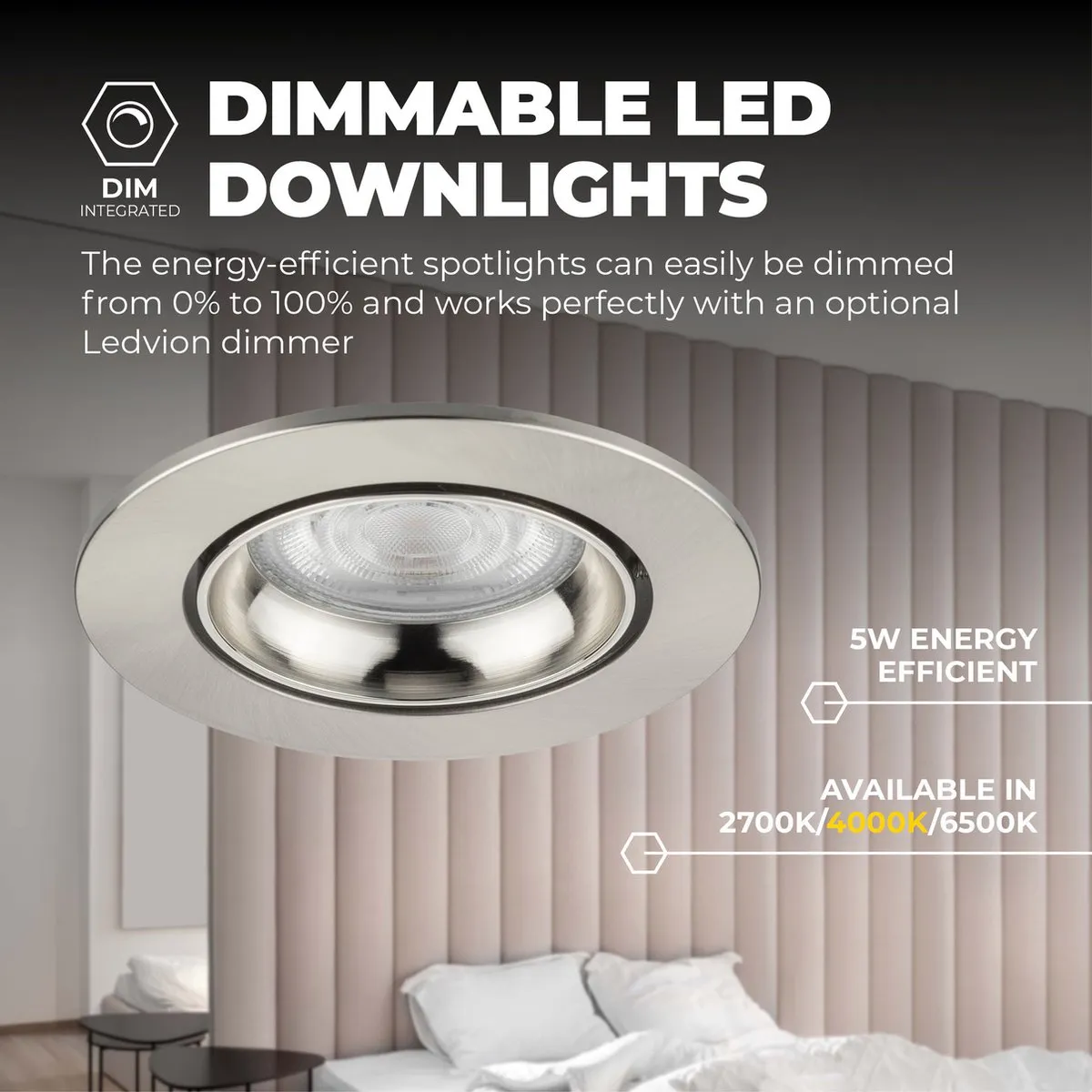 Ledvion 3X Inbouwspot Rio RVS - 3W 4000K - Ø85mm