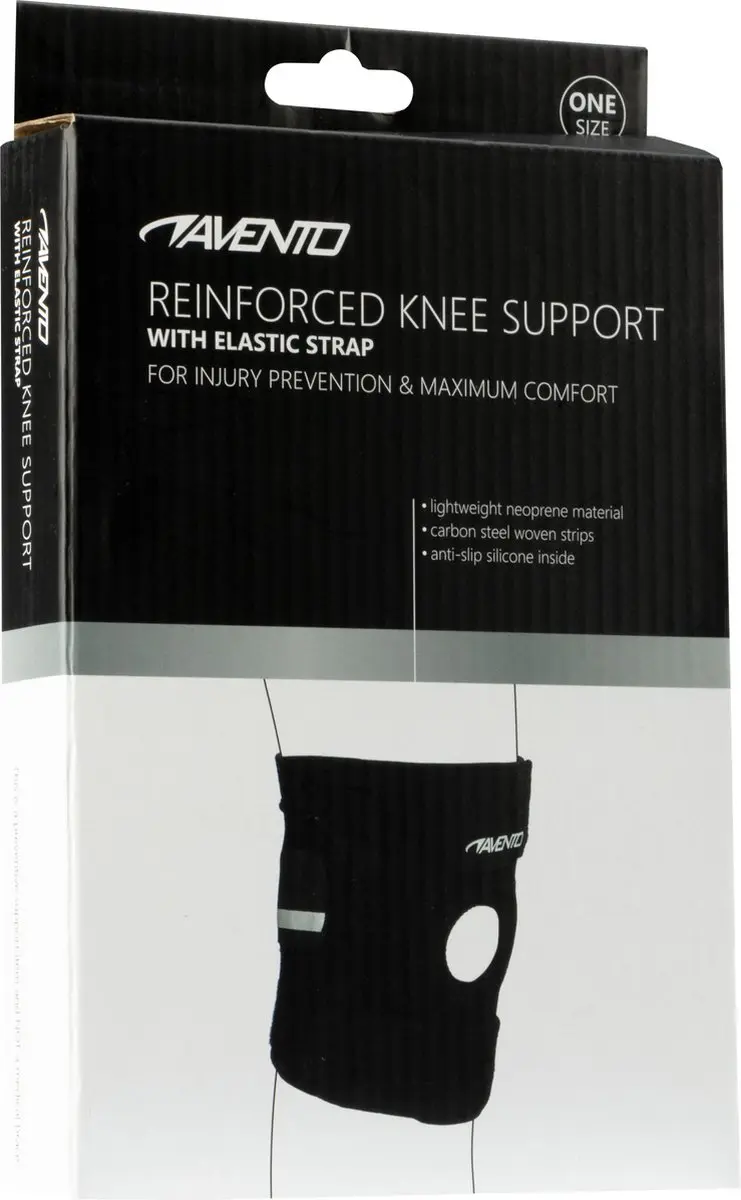 Avento Kniebandage - Verstelbaar - One Size - Zwart