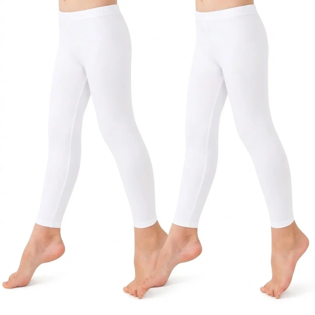 Wit ballet leggings meisjes 2 paar dans leggings high stretch ademende nauwsluit