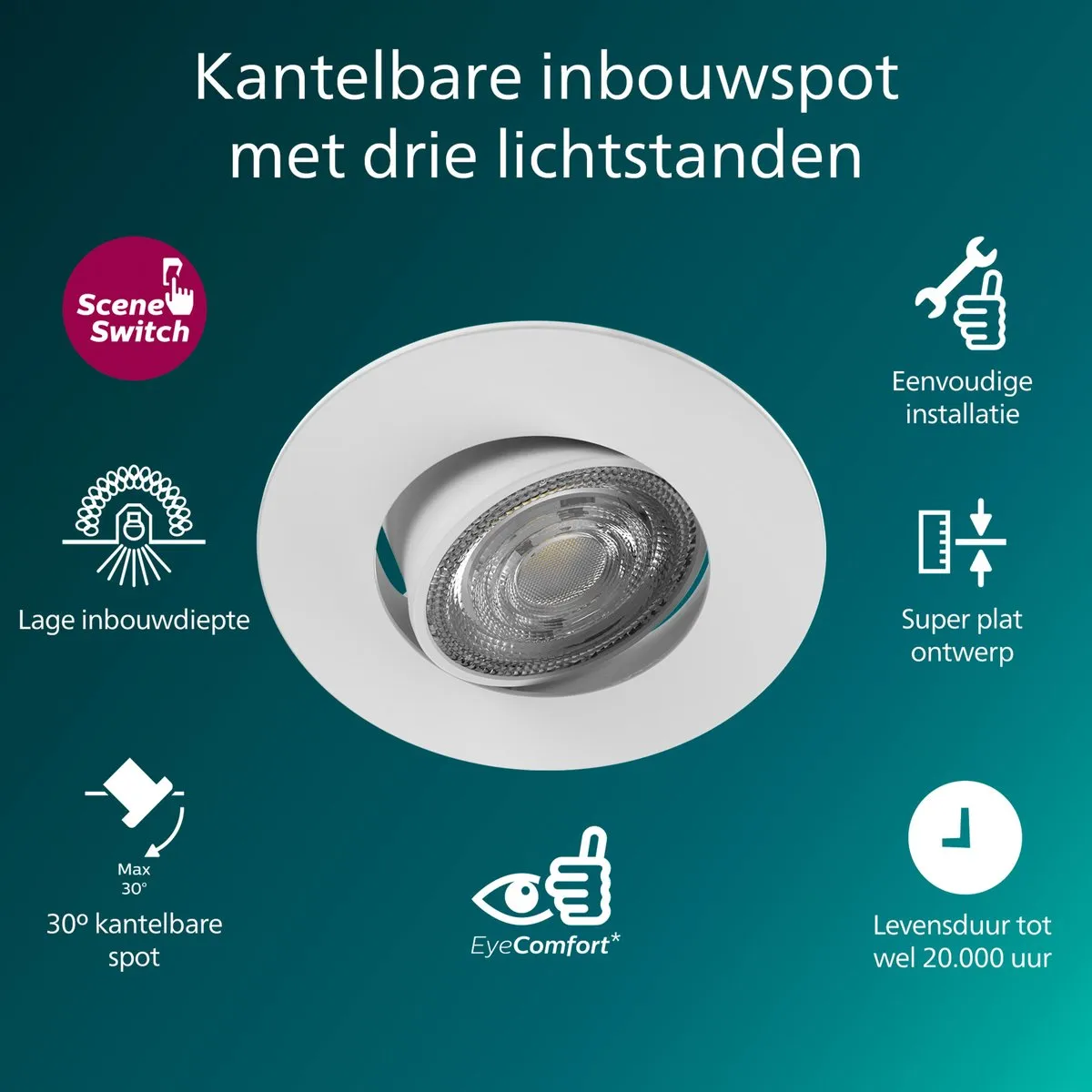 Philips LED Cilantro Inbouwspot 5W Warmwit 2700K - Wit