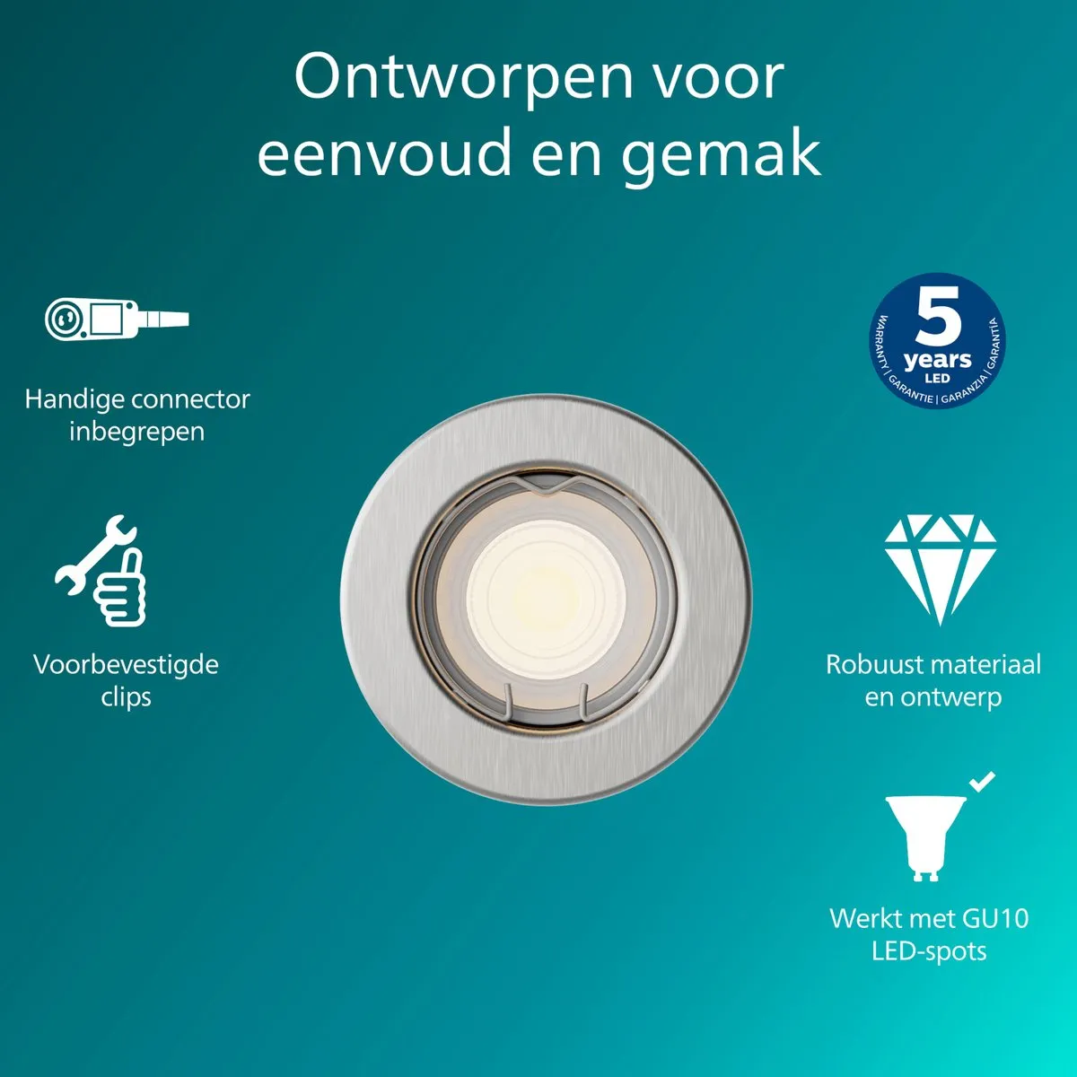 Philips Peridot Inbouwspot GU10 - Nikkel