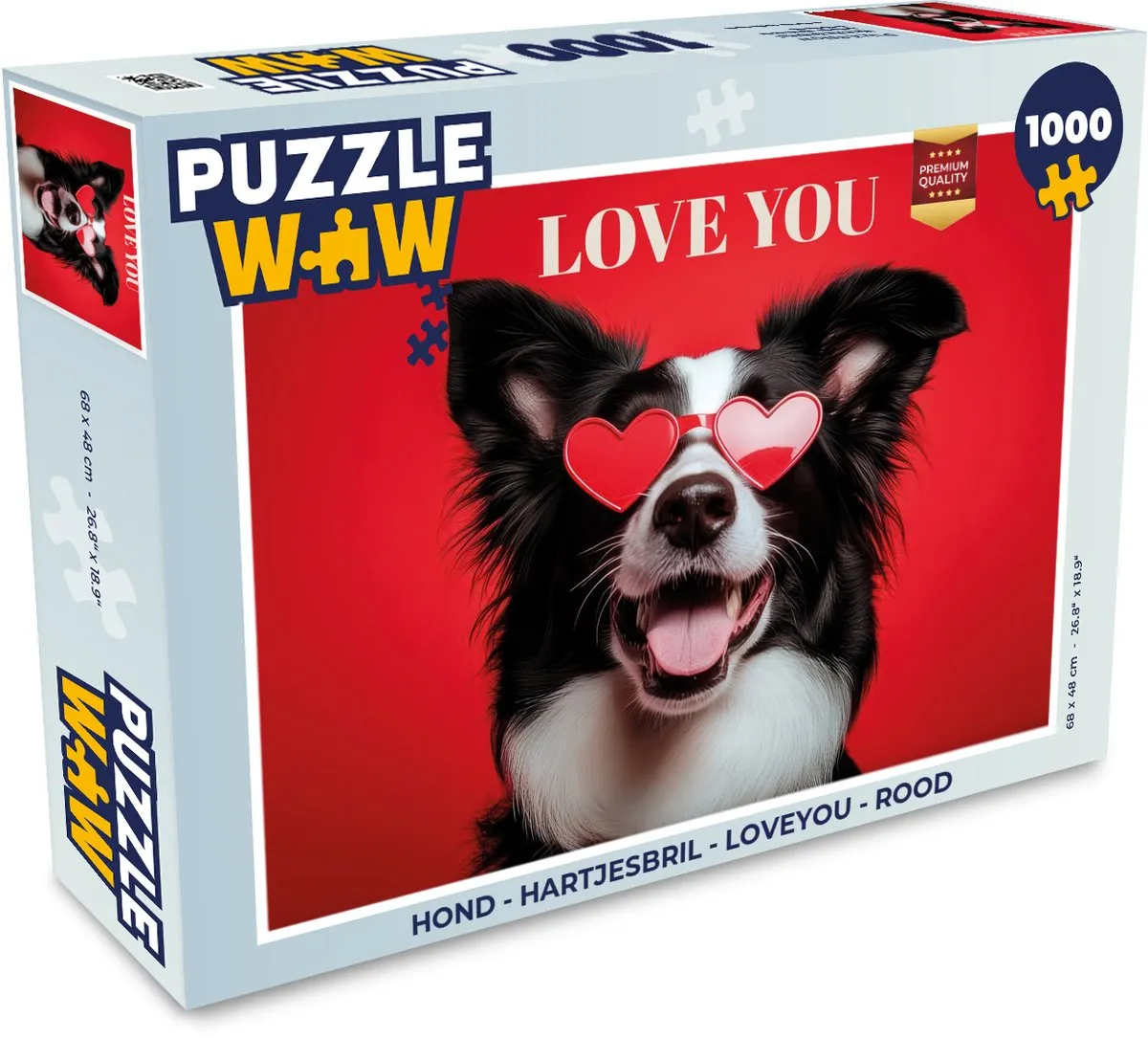 PuzzleWow Hond Loveyou Legpuzzel 1000 Stuks - Rood