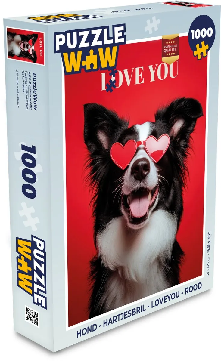 PuzzleWow Hond Loveyou Legpuzzel 1000 Stuks - Rood