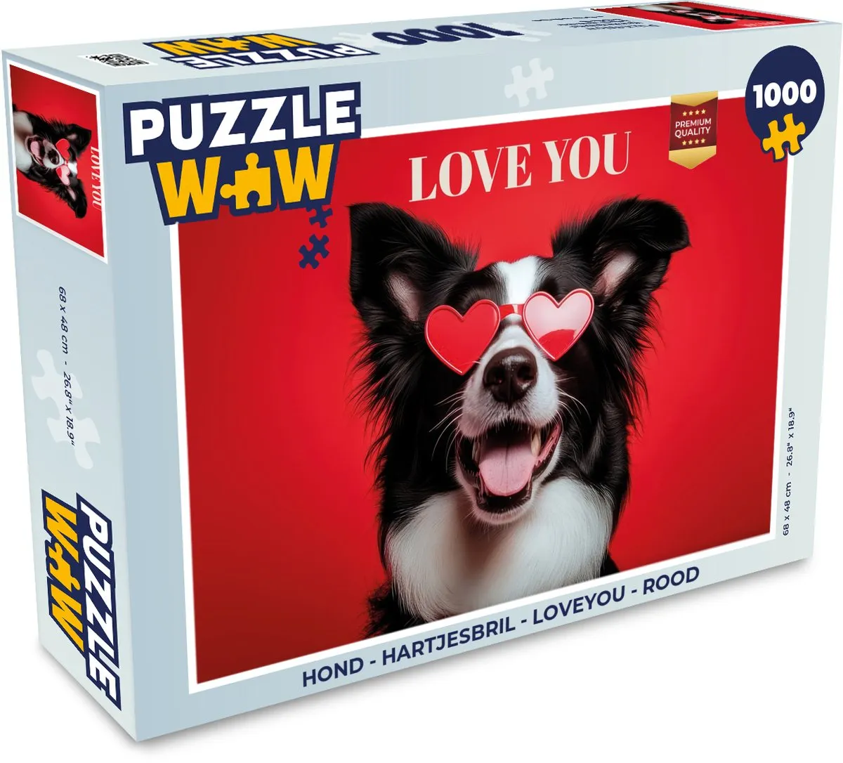 PuzzleWow Hond Loveyou Legpuzzel 1000 Stuks - Rood