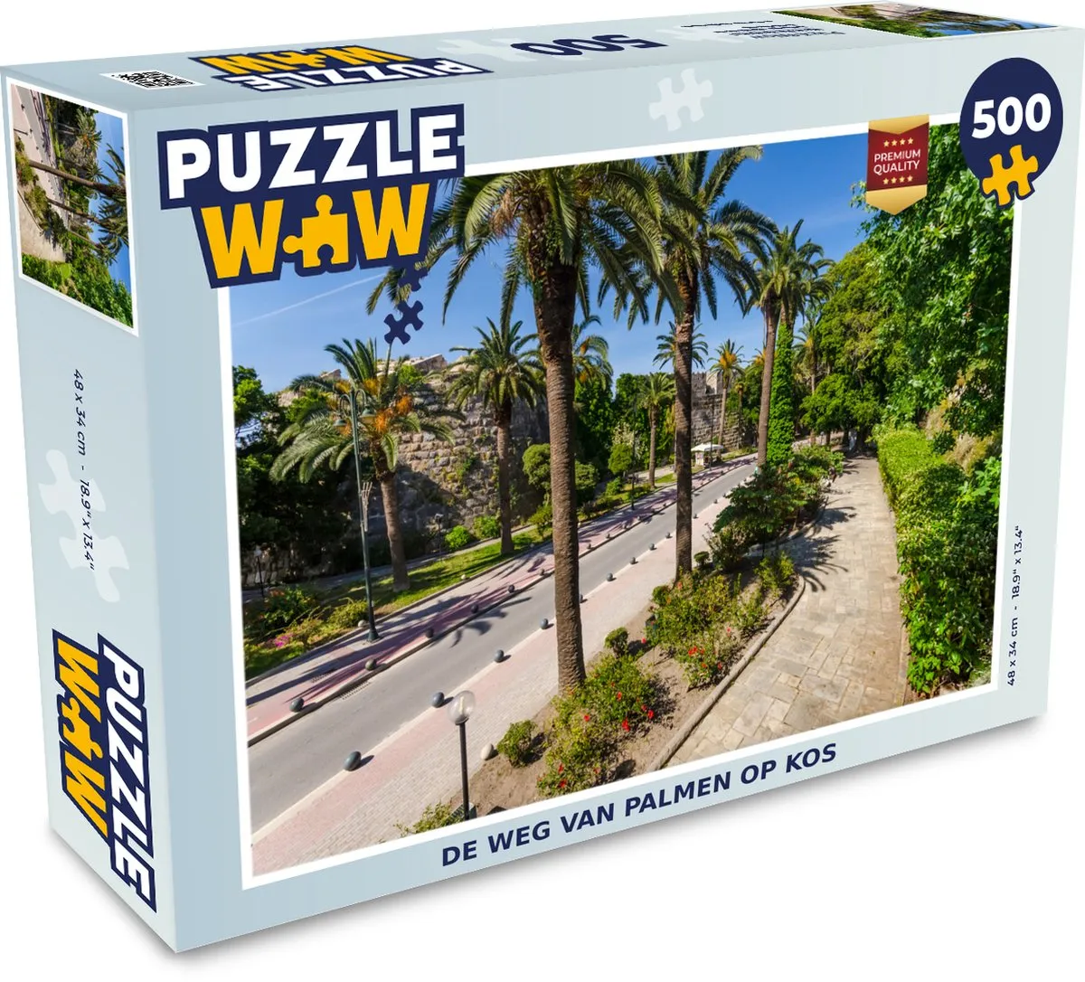 PuzzleWow De weg van Palmen op Kos Legpuzzel 500 Stuks - Multicolor