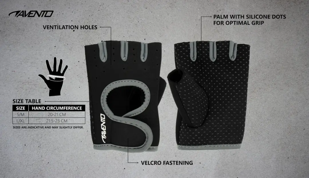 Avento Fitness Handschoenen Neopreen - Zwart/Grijs - Maat S/M