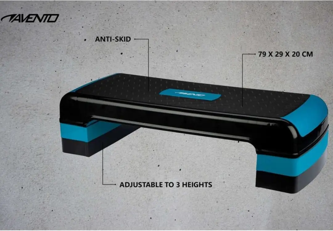 Avento Fitness Stepbank Groot - Zwart/Blauw - 3 Hoogtes
