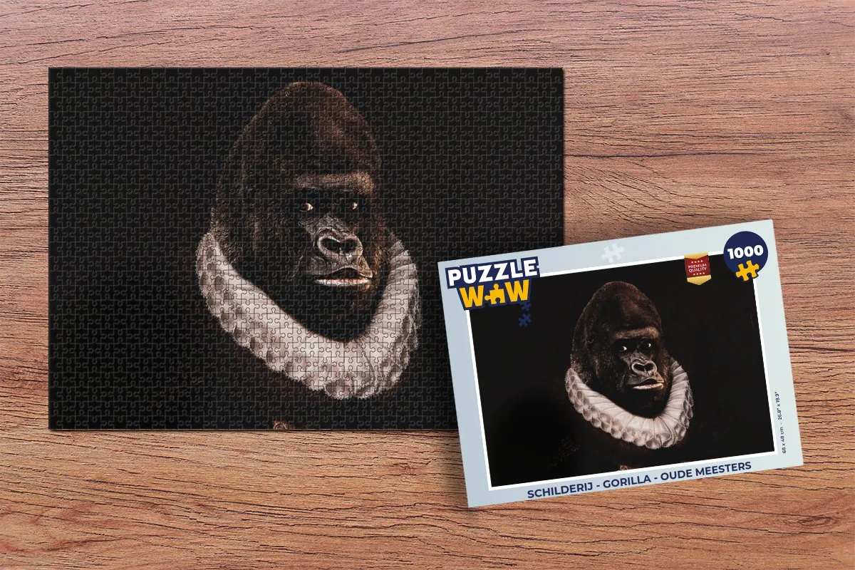 PuzzleWow Gorilla Oude Meesters Legpuzzel 1000 Stuks - Multicolor