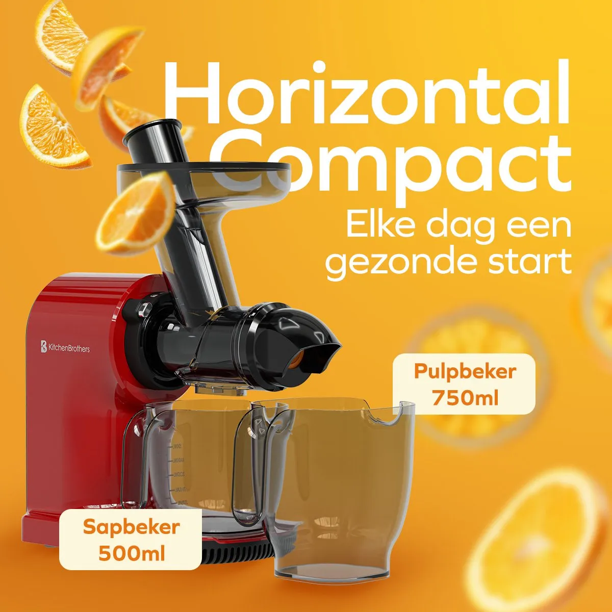 KitchenBrothers KB1004119 Slowjuicer - 150W - 500ml - Rood