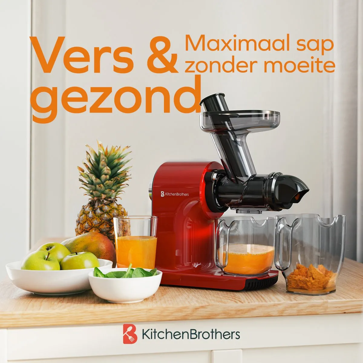 KitchenBrothers KB1004119 Slowjuicer - 150W - 500ml - Rood