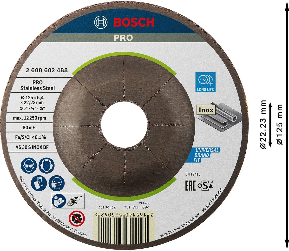 Bosch Professional ABS 125X6X22,23 Inox - 125mm