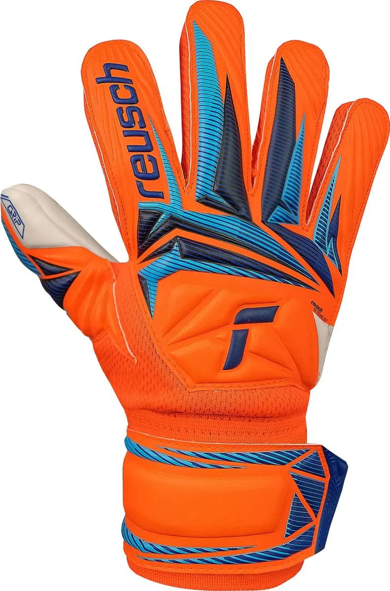 Reusch Attrakt Grip Junior Keepershandschoenen - Maat 6 - Blauw Oranje Wit - afbeelding 5 van 6