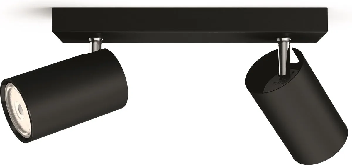 Philips Kosipo Opbouwspot Zwart - 2x GU10 4,6W Warmwit