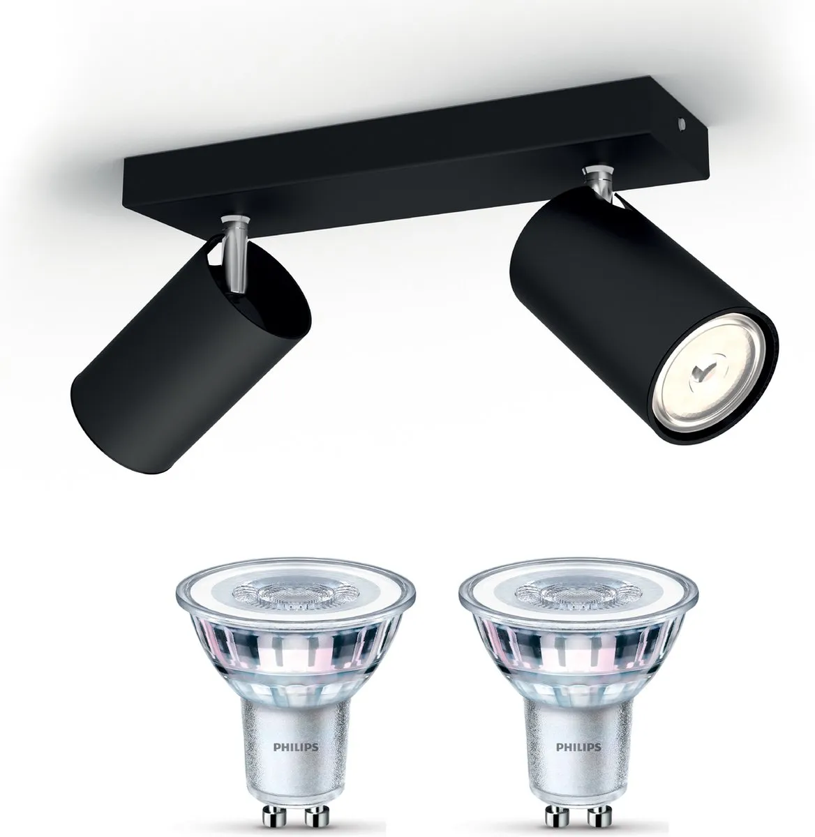 Philips Kosipo Opbouwspot Zwart - 2x GU10 4,6W Warmwit