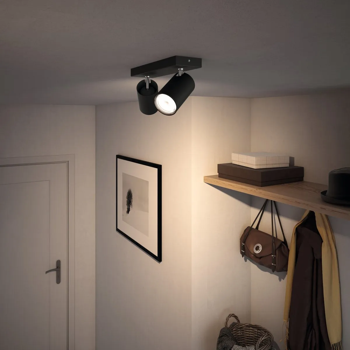 Philips Kosipo Opbouwspot Zwart - 2x GU10 4,6W Warmwit