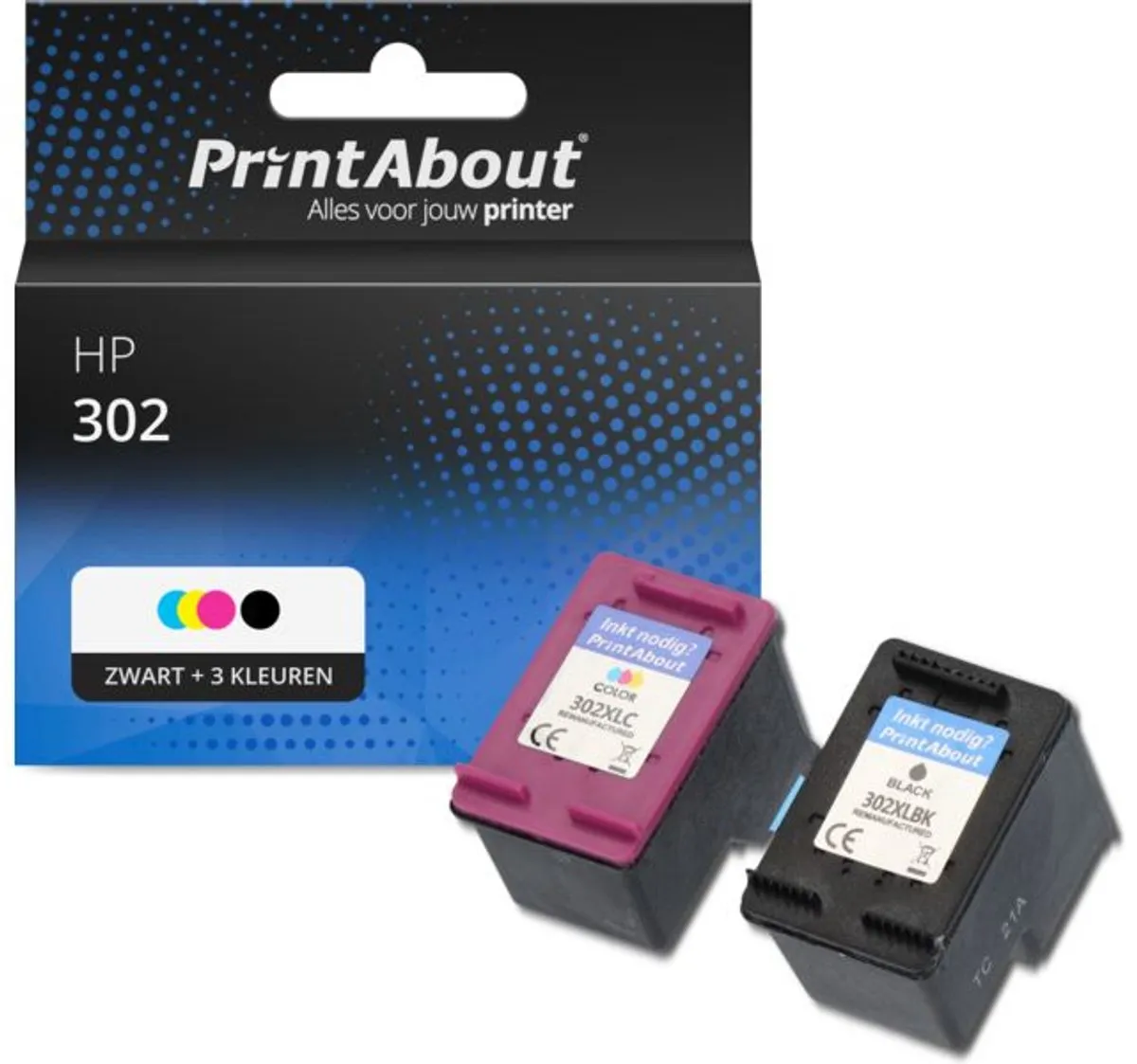 PrintAbout Huismerk HP 302 X4D37AE Voordeelbundel