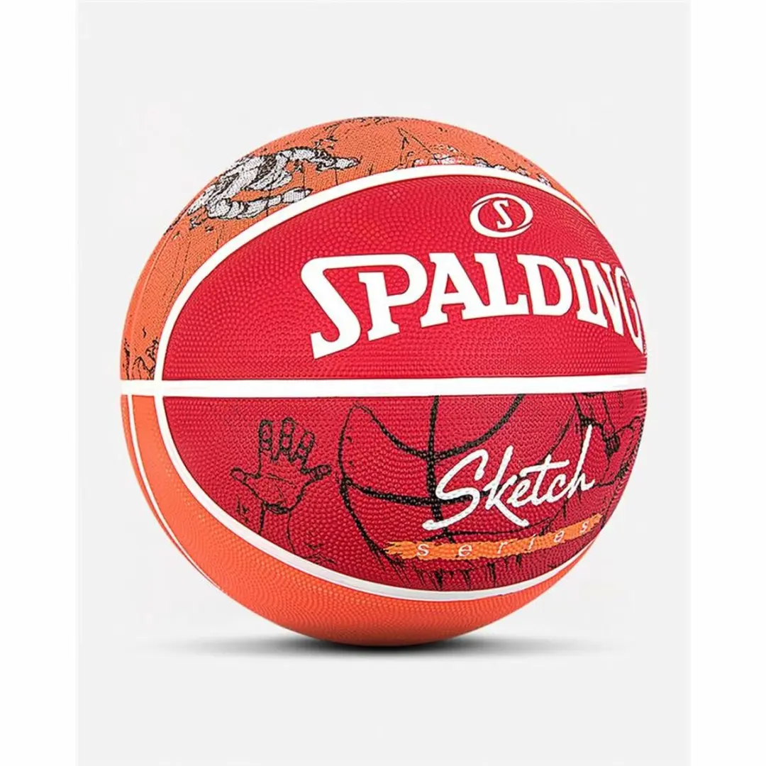 Spalding Sketch Rubber Basketbal 7 - Rood/Multikleur