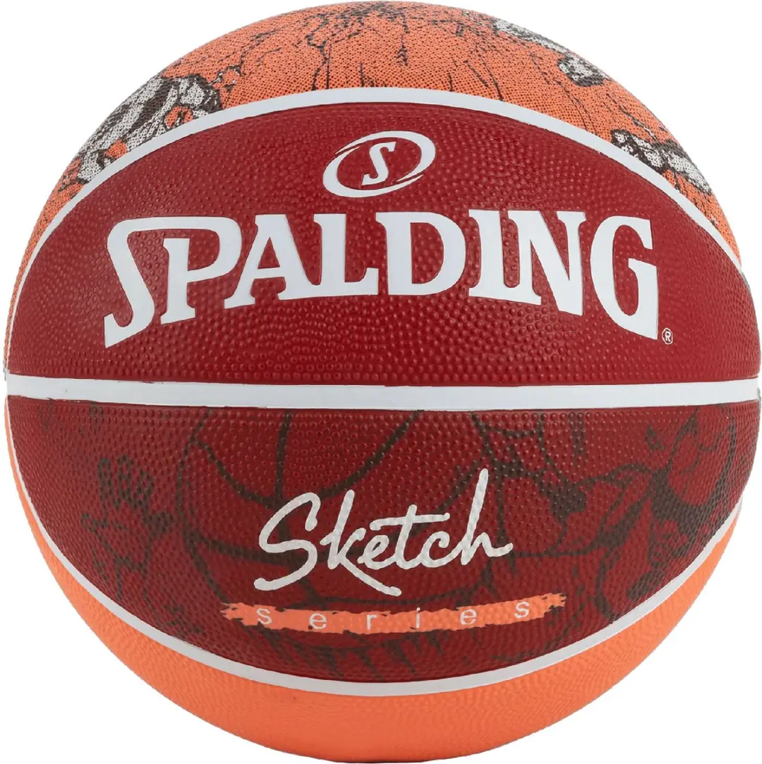 Spalding Sketch Rubber Basketbal 7 - Rood/Multikleur