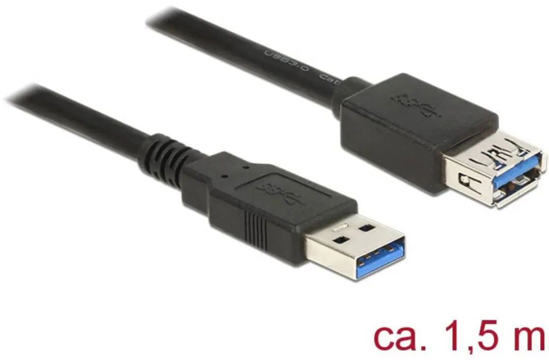Delock USB 3.0 Kabel 1,5m - 2A - Zwart
