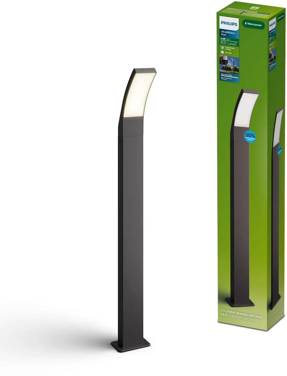 Philips Splay Tuinpaal Antraciet - 4.3W Warmwit IP44