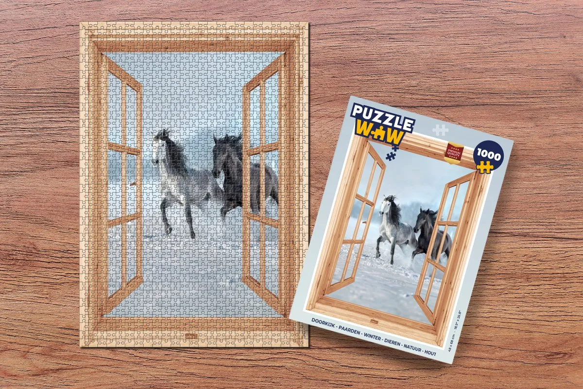 PuzzleWow Paarden Winter Natuur Legpuzzel 1000 Stuks