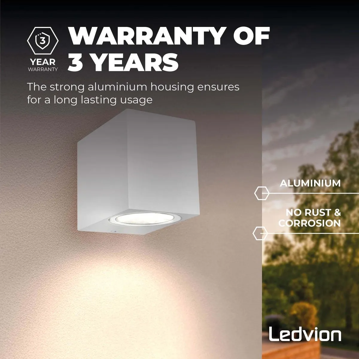 Ledvion Hydra Wandlamp Wit GU10 - 2x 0,5W IP54
