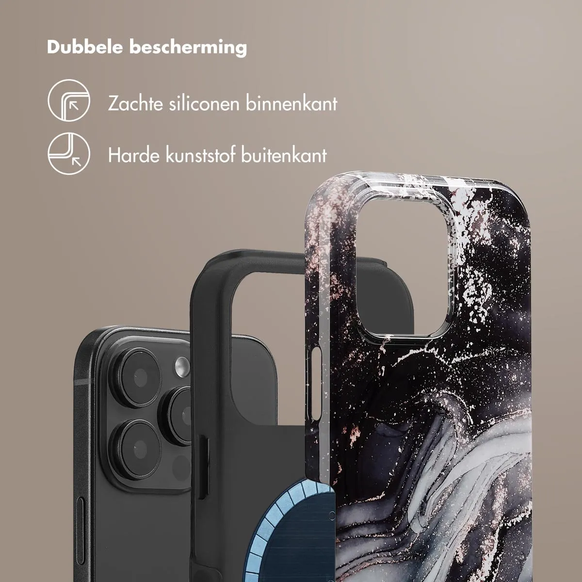 Selencia Hoesje iPhone 16 Pro - MagSafe - Chic Marble Black