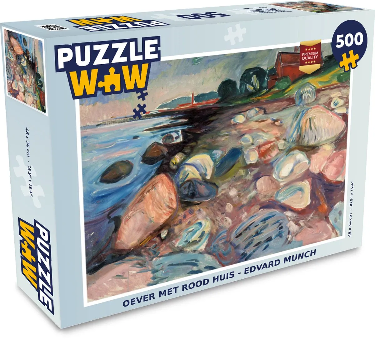 PuzzleWow Edvard Munch Oever met rood huis Legpuzzel 500 Stuks - Multicolor