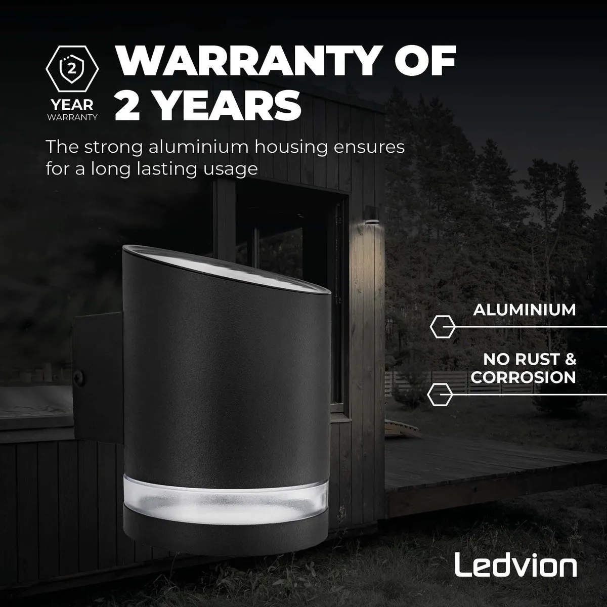 LEDVION Solar Wandlamp 3000K IP44 - Zwart