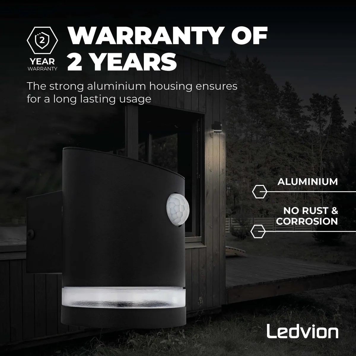 LEDVION Solar Wandlamp 3000K IP44 - Zwart