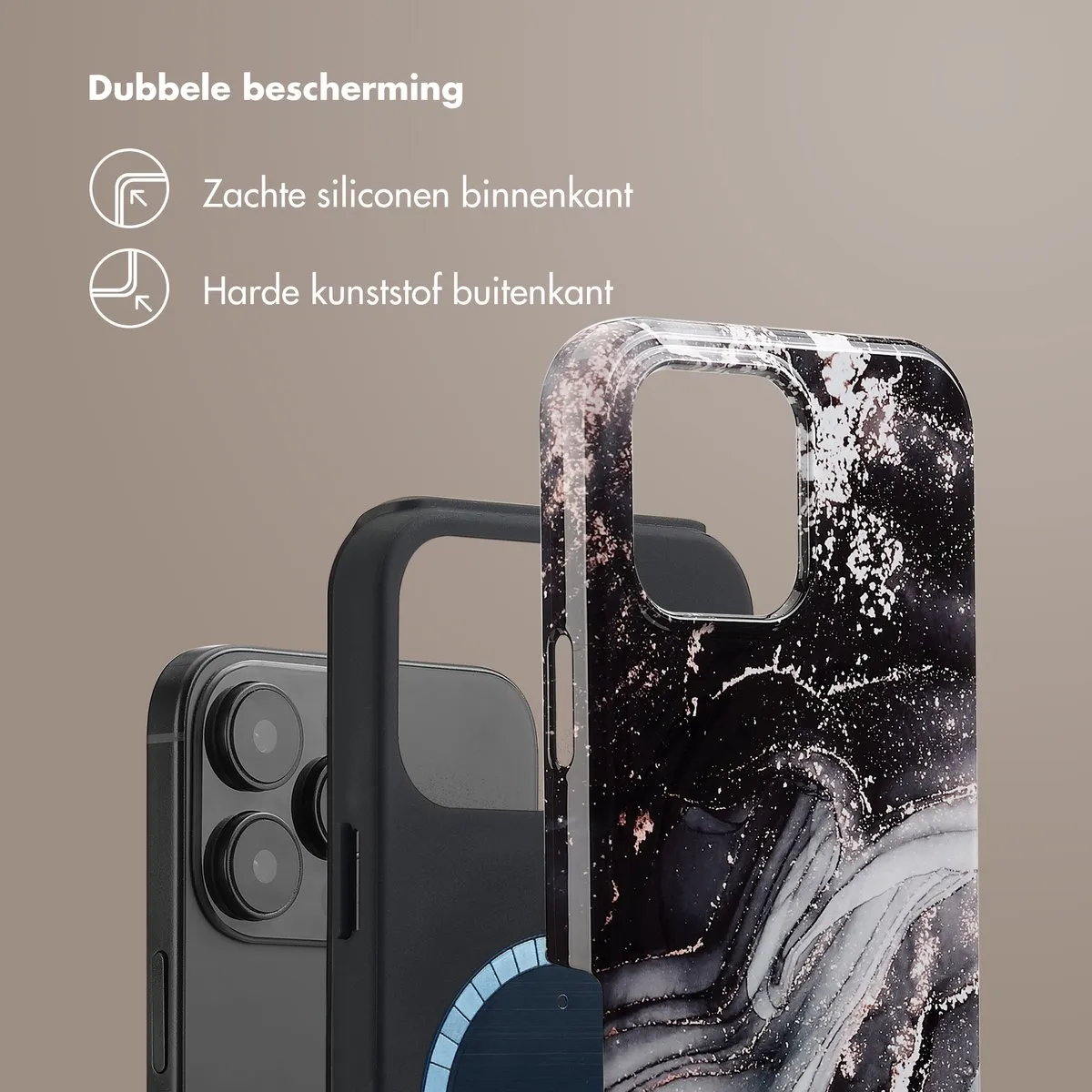 Selencia Hoesje iPhone 16 Pro Max - Chic Marble Black - MagSafe