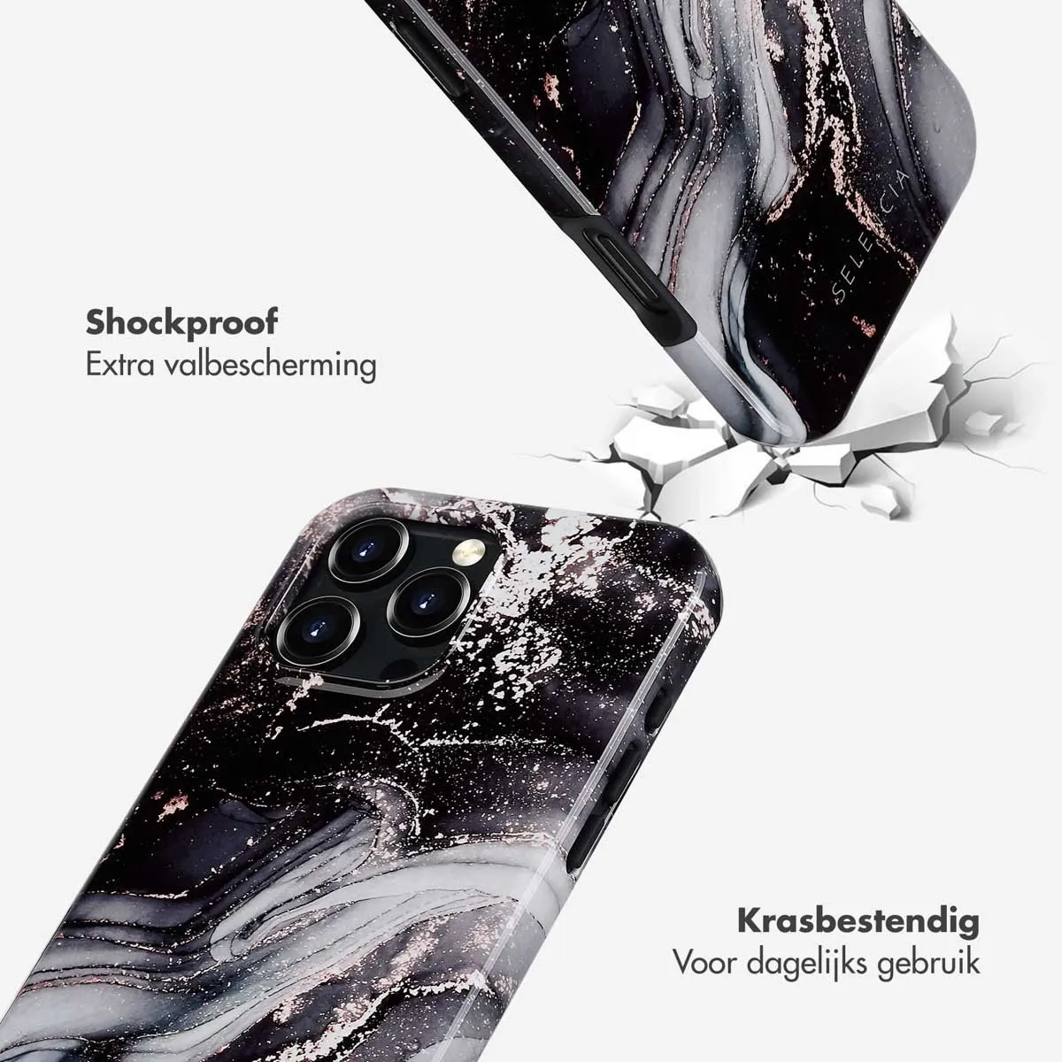 Selencia Hoesje iPhone 16 Pro Max - Chic Marble Black - MagSafe