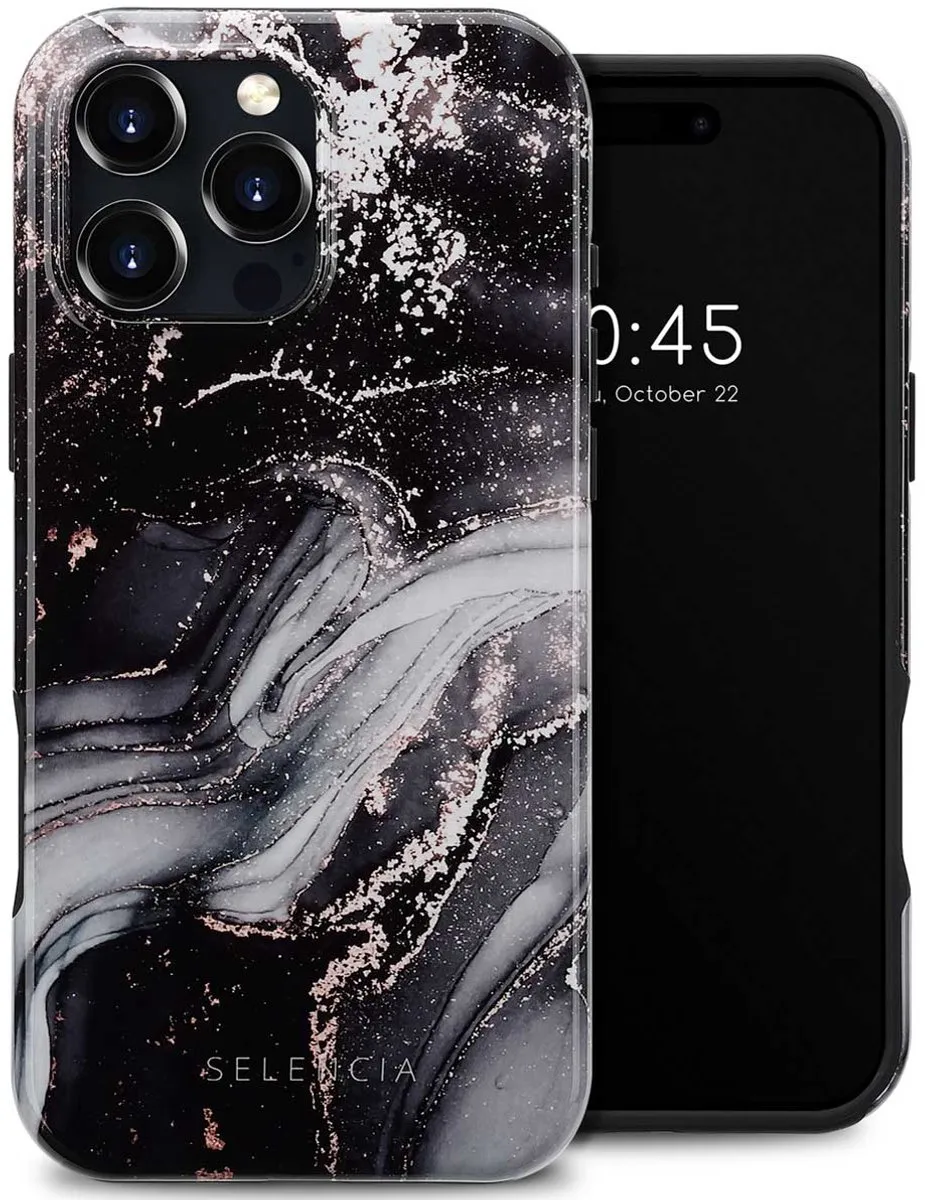 Selencia Hoesje iPhone 16 Pro Max - Chic Marble Black - MagSafe