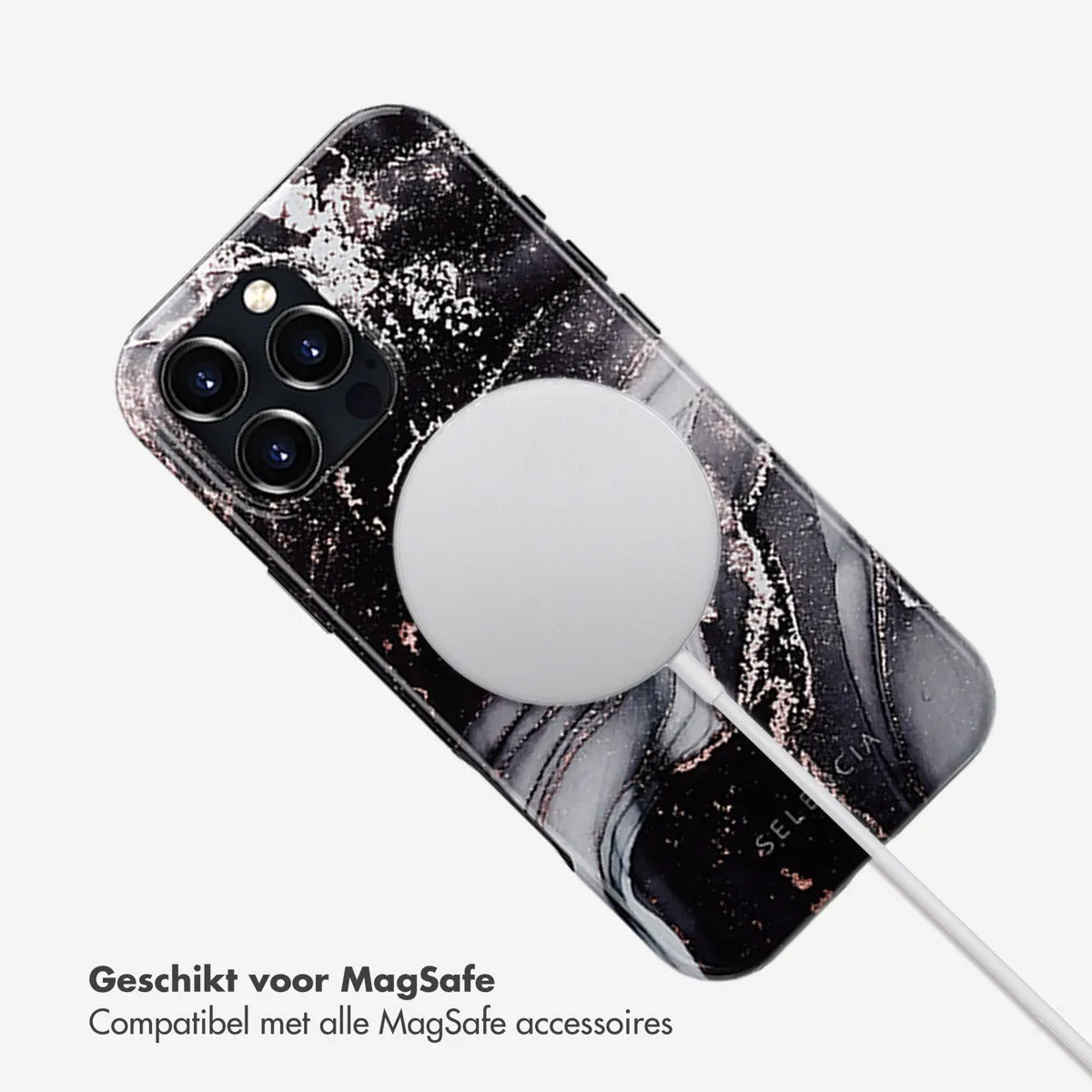 Selencia Hoesje iPhone 16 Pro Max - Chic Marble Black - MagSafe