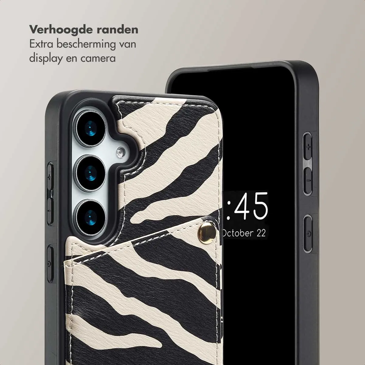 Selencia Hoesje Samsung Galaxy S24/S25 - Backcover met koord & pashouder - Zazzy Zebra - afbeelding 6 van 6