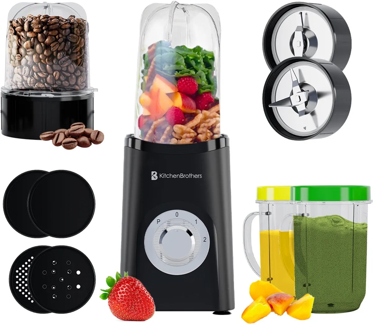 KitchenBrothers Smoothie Blender 2-in-1