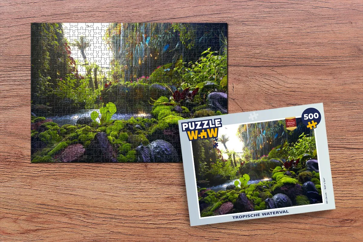 PuzzleWow Tropische Waterval Legpuzzel 500 Stuks - Multicolor