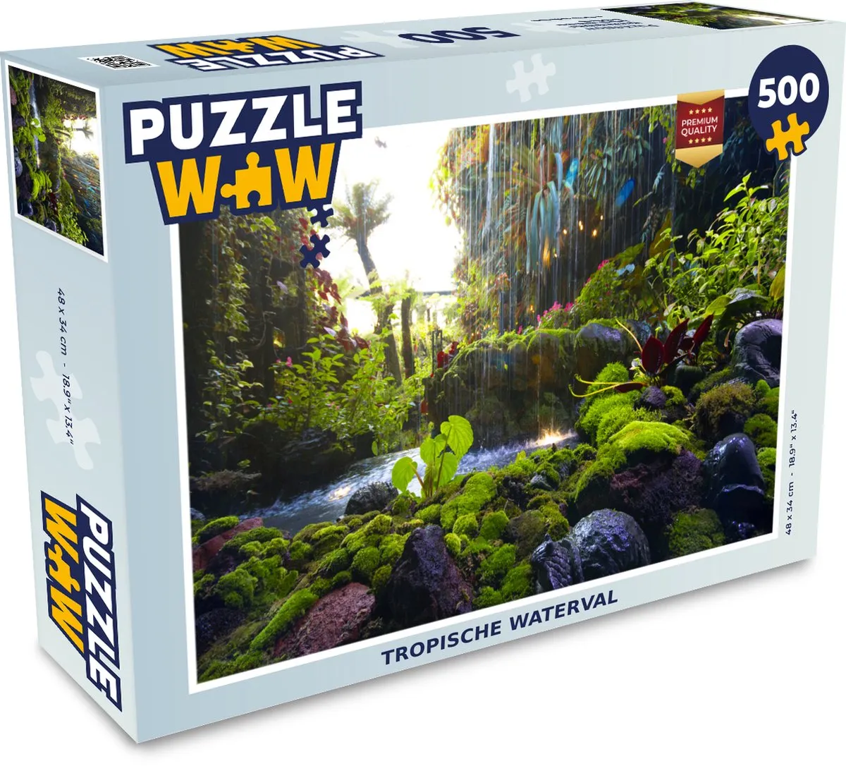 PuzzleWow Tropische Waterval Legpuzzel 500 Stuks - Multicolor