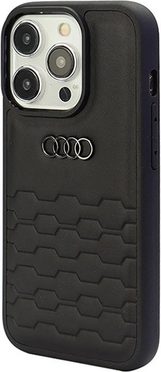 Audi GT Leather Back Case - iPhone 15 Pro Max - Zwart