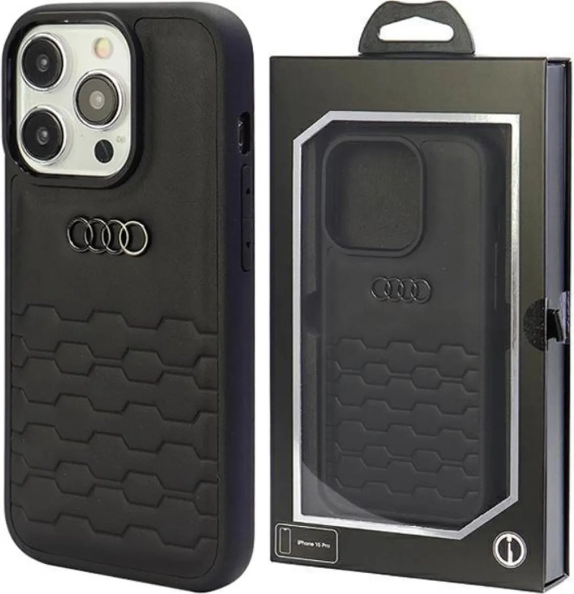 Audi GT Leather Back Case - iPhone 15 Pro Max - Zwart - afbeelding 6 van 6