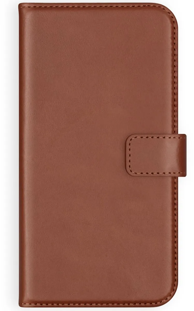 Selencia Hoesje iPhone XR - Echt Lederen Bookcase Lichtbruin - 3 Pasjes