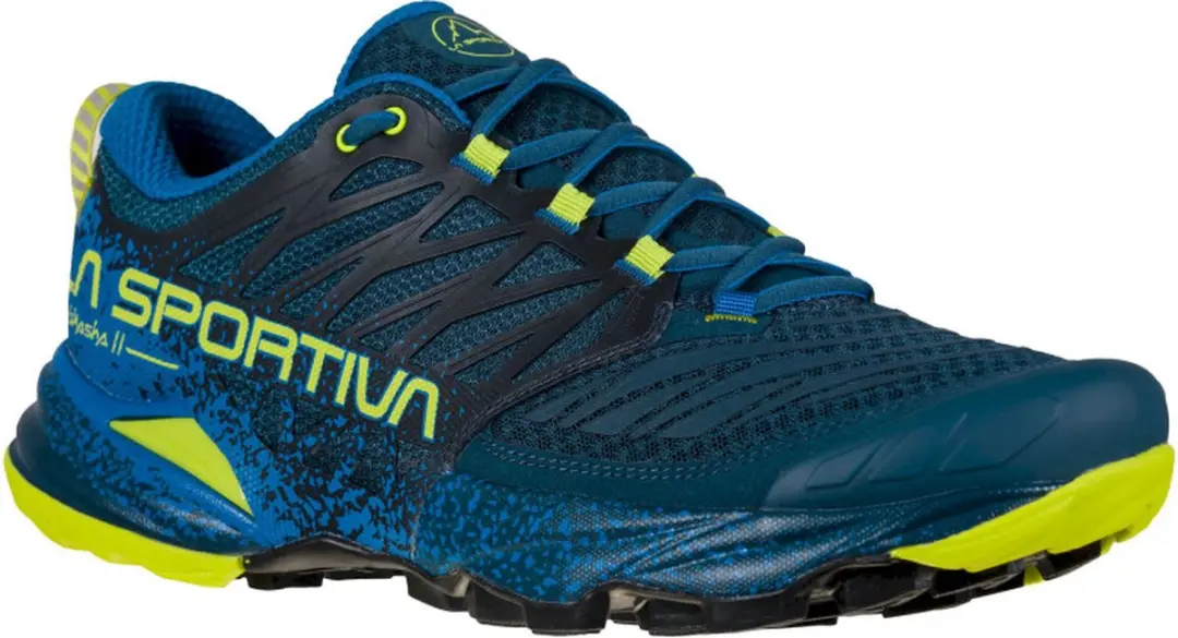La Sportiva Akasha II Trailrunningschoenen Heren - Storm Blue/Lime Punch - afbeelding 2 van 6