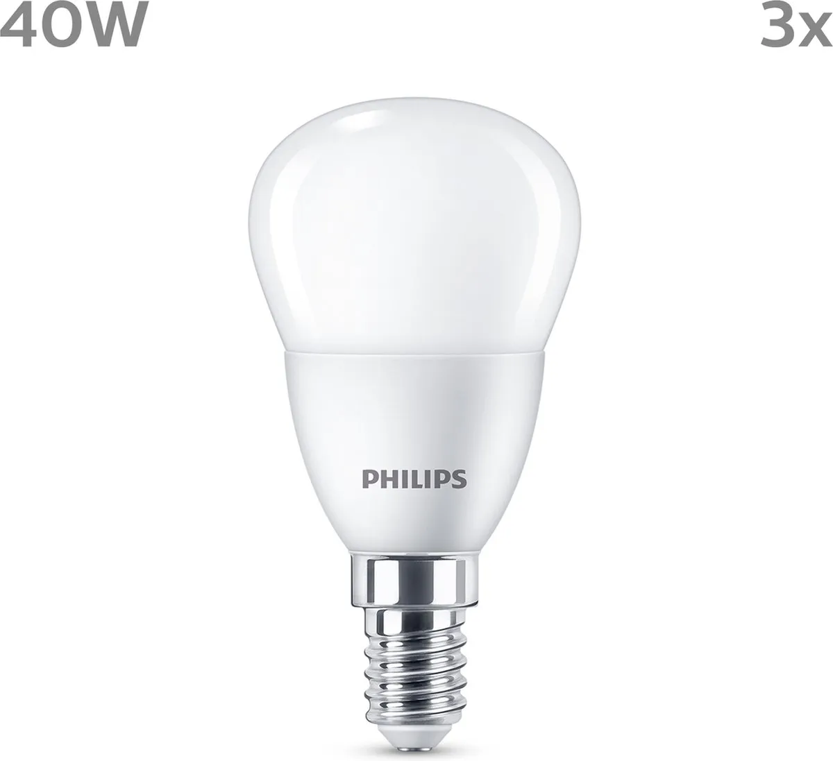 Philips LED Kogellamp E14 4,9W Warmwit - 3 Stuks