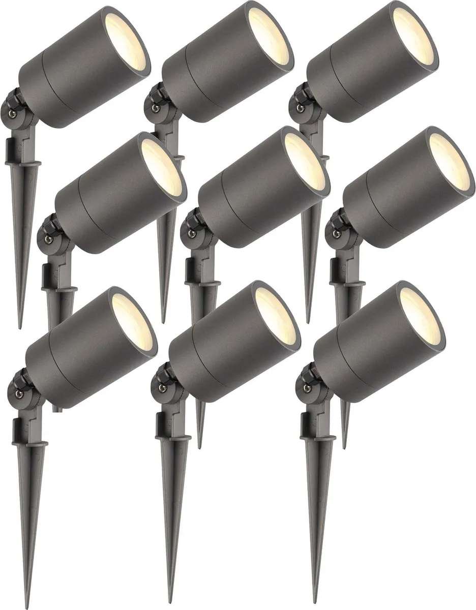LEDVION 9x LED Prikspots Antraciet IP65 5W 2700K